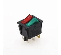1Pcs Doppio interruttore a bilanciere 6 pin on-off con luce rossa verde 20A 125VAC (Colore : 3)(3)