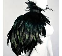 1pcs Gothic Black Feather Cape Cloak, Natural Feathers Halloween Christmas Costume Mysterious Cloak Party Cosplay Accessory
