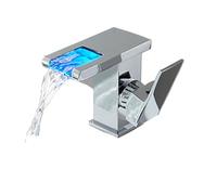 1PCS LED Bagno Rubinetto Del Bacino Cascata Beccuccio Nero Miscelatore Caldo e Freddo Montaggio Su Ponte Gru Lavello Della Cucina Rubinetto con luce(Chrome Short)