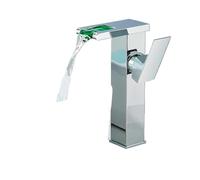 1PCS LED Bagno Rubinetto Del Bacino Cascata Beccuccio Nero Miscelatore Caldo e Freddo Montaggio Su Ponte Gru Lavello Della Cucina Rubinetto con luce(Chrome High)