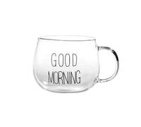 1pcs Lettera Stampato Trasparente Creativo Vetro Caffè Tè Tazza Bevande Dessert Colazione Latte Tazza di Vetro Tazze Maniglia Drinkware