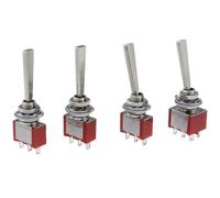 1pcs Long handle flat toggle switch Toggle Switch 3/6Pins 2/3 Positions ON OFF ON Locking Momentary RC Model Remote Controlller(Long 3P MOM OFF MOM)