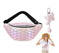 1PCS Marsupio per Bambini, Marsupio per Ragazze, Marsupio Glitterato per Donna, Impermeabile, con Portachiavi a Farfalla,Marsupio da donna con glitter