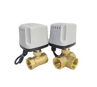 1pcs motorizzato valvola a sfera IP65 Waterpoof DN15-50 3-Wire Due Controllo a due vie a tre vie T Tipo di ottone filo elettrico valvola a sfera (DN50, AC220V_3 Way)