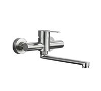 1PCS nichel spazzolato montato a parete rubinetto della cucina bacino del bacino doppio foro miscelatore controllato rubinetto caldo e freddo