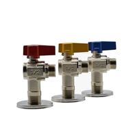 1PCS pieno di rame placcatura elettrolitica DN15 DN20 grande flusso di diametro pieno valvola triangolare nucleo a sfera valvola 1/2 3/4 filettatura esterna(1l2 red)