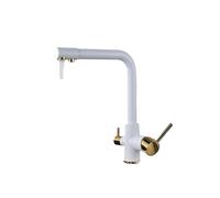 1PCS Rubinetto Della Cucina Cromato Doppio Beccuccio Filtro In Ottone Purificatore Contenitore Lavello Miscelatore Rubinetto Caldo e Freddo(White Gold)