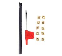 1PCS S10K-SCLCR06 Portautensili per tornio + 10PCS CCMT060204-HM YBC251 Inserti + 1PCS chiave, Tornio in acciaio legato Set tornio