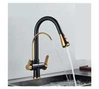 1PCS Sensore di tocco Acqua Rubinetto della cucina Gourmet Tirare fuori il rubinetto puro con miscelatore spruzzatore Oro nero Girevole Rubinetto lavello Gru(Matte Black)