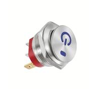 1pcs style1 blue 220V Metal button boat switch round self-locking 2-speed 3-pin 22mm15A with lamp self-repair RNUMLIGH