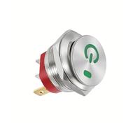 1pcs style1 green 220V Metal button boat switch round self-locking 2-speed 3-pin 22mm15A with lamp self-repair