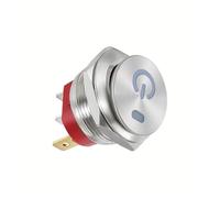 1pcs style1 grey 220V Metal button boat switch round self-locking 2-speed 3-pin 22mm15A with lamp self-repair RNUMLIGH