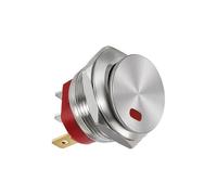 1pcs style2 red 12-24V Metal button boat switch round self-locking 2-speed 3-pin 22mm15A with lamp self-repair
