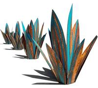 1pcs Tequila Rustico Scultura Giardino Cortile Scultura 9 Foglie Fai da Te Casa Fuori Cortile Statue, Metallo Agave Pianta, Prato Ornamenti Casa, Giardino Figurine, 65 Cm / 25,6 ", 35cm/13.78"