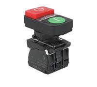 1Pcs XB5 Illuminated 1Flat 1High Push Double Key Button Momentary Switch Voltage 220V 24V Start Stop Reset with Lamp 22mm 1NO1NC(2,220V) Switches