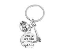 1pezzi Portachiavi Musicale Con Ciondolo Microfono E Nota Chic Per Amanti Della Musica Accessorio Per Borse E Chiavi Souvenir Per Famiglie E Amici