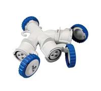 1PEZZO ADATTATORE INDUSTRIALE 220V CON SPINA E 3 PRESE CEE 309 IP67-16A colore blu 73120