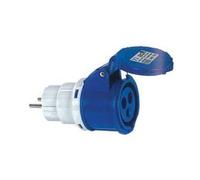 1PEZZO ADATTATORE INDUSTRIALE CON SPINA SCHUKO E PRESA CEE IP44-16A colore blu