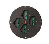 1PEZZO DISCO 4 PRESE 2 POLI + TERRA 16A PER AVVOLGICAVO MM.145 BIPASSO SCHUKO - nero 01906