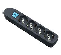 1PEZZO MULTIPRESA 4PRESE BIPASSO/SCHUKO+INTERRUTTORE SENZA CAVO NERA FIGURA 9