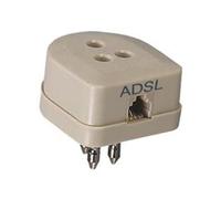 1PEZZO PRESA/SPINA DUPLICATORE TRIPOLARE CON PRESA PLUG 6/2 C. PER LINEA ADSL - art.22385