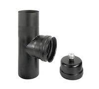 1PEZZO RACCORDO A "T" F/F PER STUFE A PELLET NERO OPACO "ALA PELLET ECO" - F/F ? mm.80