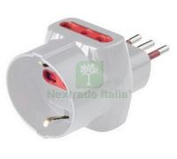 1PZ ADATTATORE TRIPLO 10A 2 PRESE BIPASSO ED 1 SCHUKO CON LIMITATORE: