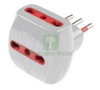 1PZ ADATTATORE TRIPLO 10A 3 PRESE BIPASSO CON LIMITATORE: