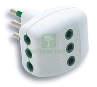 1PZ ADATTATORE TRIPLO IN BLISTER 2P+T SPINA 10A 3 PRESE 10A: