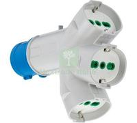 1PZ ADATTATORE TRIPLO SPINA BLU 16 3 SCHUKO FME 2P+T 16A IP44:
