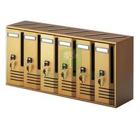 1PZ ALUBOX CASSETTA POSTALE A 6 POSTI BRONZO ART. C6: