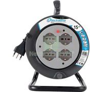 1PZ AVVOLGICAVO BRICOLAGE ELECTRALINE 2P+T 16A BIPASSO SCHUKO X4 N°XMMQ 3X1,5 M: