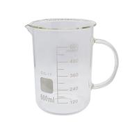 1pz Bicchiere da laboratorio in vetro borosilicato con manico e scala graduata, 50ml/100ml/250ml/500ml/1000ml, attrezzatura da laboratorio (600mL)