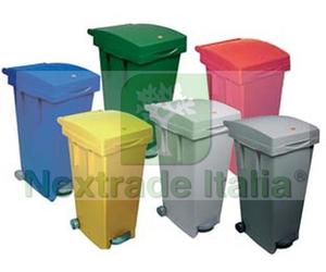 1PZ BIDONE "BIGTATA" CON RUOTE E PEDALE LT.80 CM.39X50X81H. ROSSO: