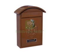 1PZ CASSETTA POSTALE CON TETTO E CHIAVE A CILINDRO PER ESTERNI MARRONE CM.21X6X: