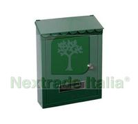 1PZ CASSETTA POSTALE MEDIA CON TETTO E CHIAVE A CILINDRO VERDE CM.21X7X30H. COL: