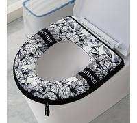 1pz Cuscino per WC Rinforzato con Zip - Design Cartoon, Poliestere, Tappetino Caldo Facile da Pulire per un'Esperienza Bagno Confortevole - Regalo per Halloween e Natale