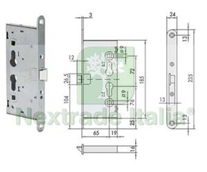 1PZ ELETTROSERRATURA DA INFILARE PER PORTE TAGLIAFUOCO ANTIPANICO 13110 MM.65 (:
