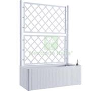 1PZ FIORIERA + GRIGLIATO NATURAL DELUXE STEFANPLAST PP RATTAN BIANCO CM 100X43 :