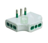 1PZ FME ART. 82.220 ADATTATORE TRIPLO PIATTO 3 PRESE 2 POLI + TERRA BIPASSO: