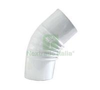 1PZ GOMITO 45° PORCELLANATO PER STUFE A LEGNA BIANCHI "ALA SMALTO CLASSIC" Ø MM: