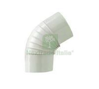 1PZ GOMITO 45° PORCELLANATO PER STUFE A LEGNA BIANCO LUCIDO Ø CM.13: