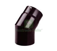 1PZ GOMITO 45° PORCELLANATO PER STUFE A LEGNA NERO OPACO PESANTE MM.1,2 Ø CM.13: