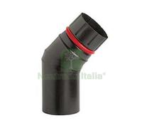 1PZ GOMITO 45° PORCELLANATO PER STUFE A PELLET NERO OPACO "ALA PELLET ECO" Ø MM: