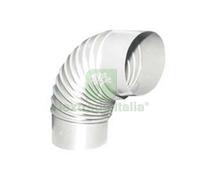 1PZ GOMITO 90° PORCELLANATO PER STUFE A LEGNA BIANCO "ALA SMALTO CLASSIC" Ø MM.:
