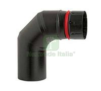 1PZ GOMITO 90° PORCELLANATO PER STUFE A PELLET NERO OPACO "ALA PELLET ECO" Ø MM: