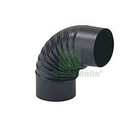 1PZ GOMITO 90° PORCELLANATO STUFE A LEGNA NERO OPACO "ALA SMALTO CLASSIC" Ø MM.:
