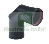 1PZ GOMITO A 90° PER STUFE A PELLET NERO OPACO "ALA PELLET AETERNUM" Ø MM.80: