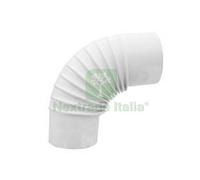 1PZ GOMITO A 90° PORCELLANATO PER STUFE A LEGNA BIANCO LUCIDO Ø CM.14: