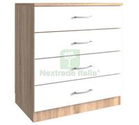 1PZ KIT CASSETTONE 4 CASSETTI 70X40XH72 CM ROVERE BIANCO: